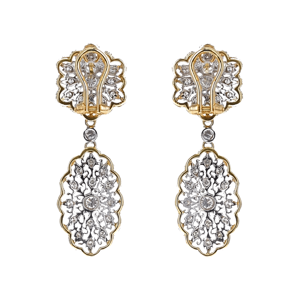 Vintage White Gold, Gold and Diamond Earclips