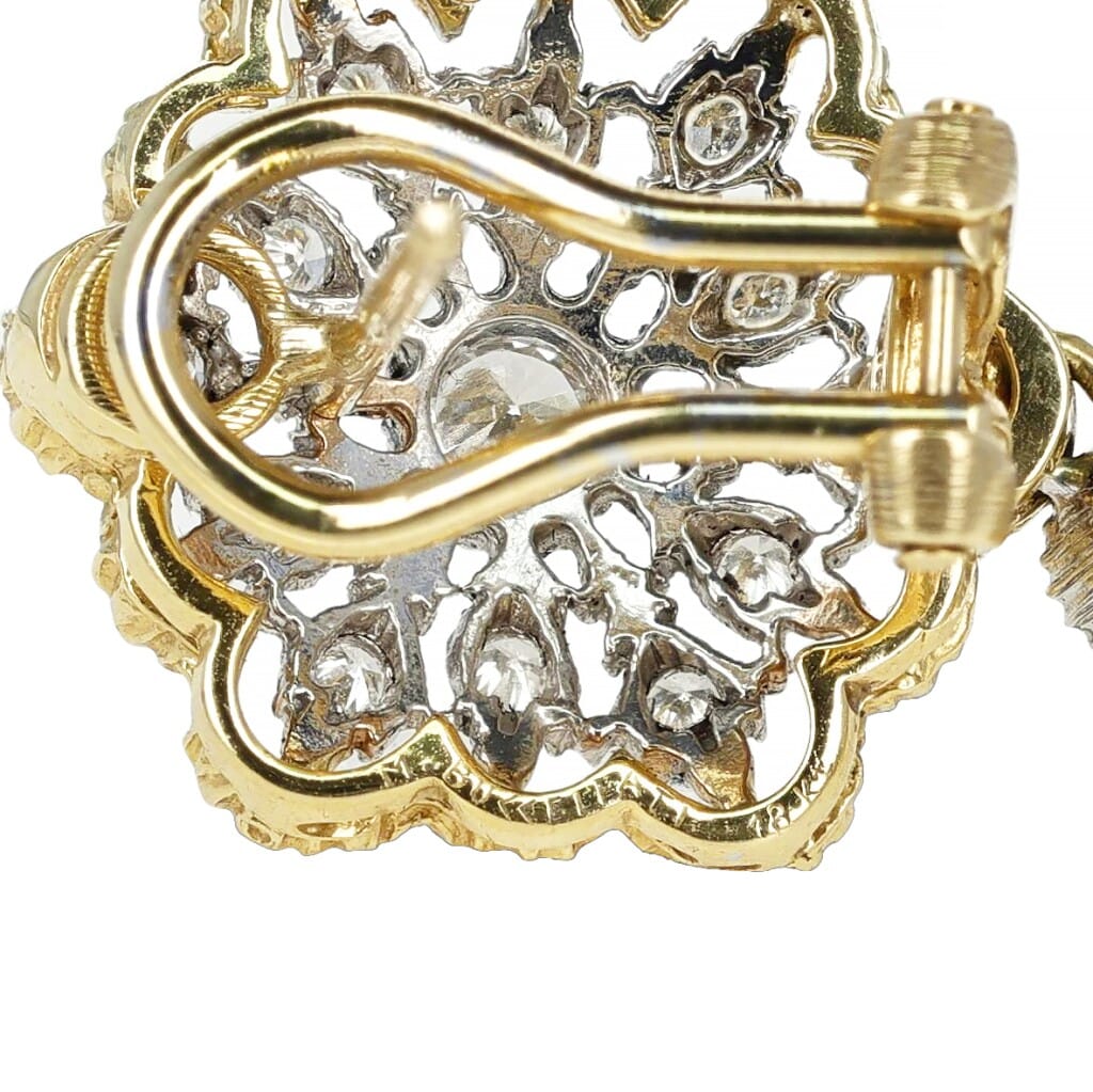 Vintage White Gold, Gold and Diamond Earclips