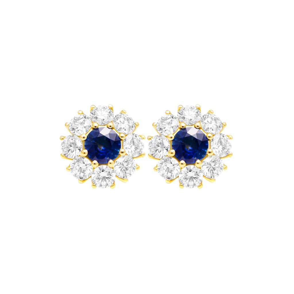 Gold, 1.25ctw Sapphire and Diamond Stud Earrings