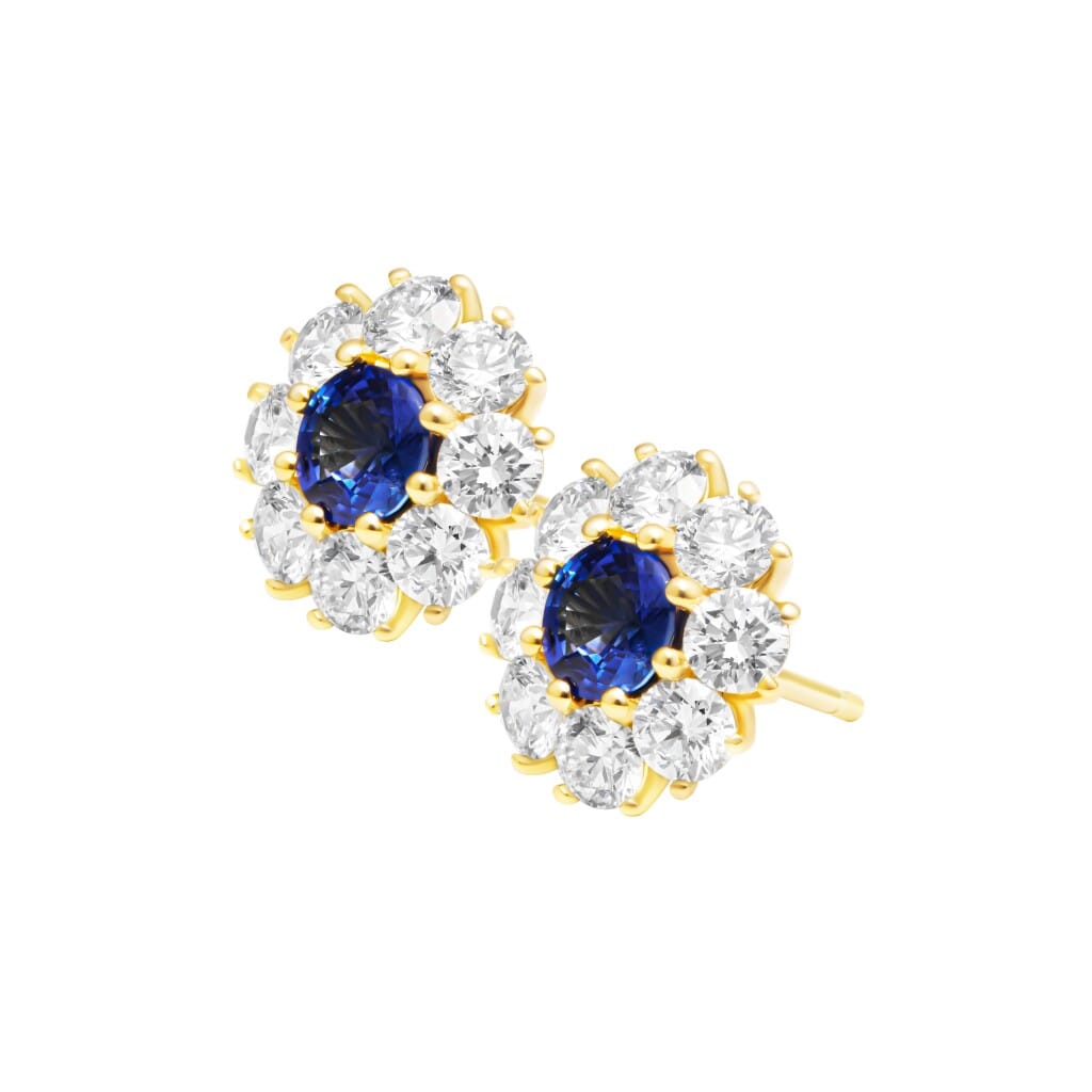Gold, 1.25ctw Sapphire and Diamond Stud Earrings