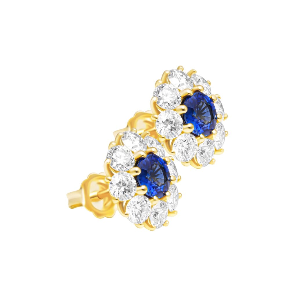 Gold, 1.25ctw Sapphire and Diamond Stud Earrings