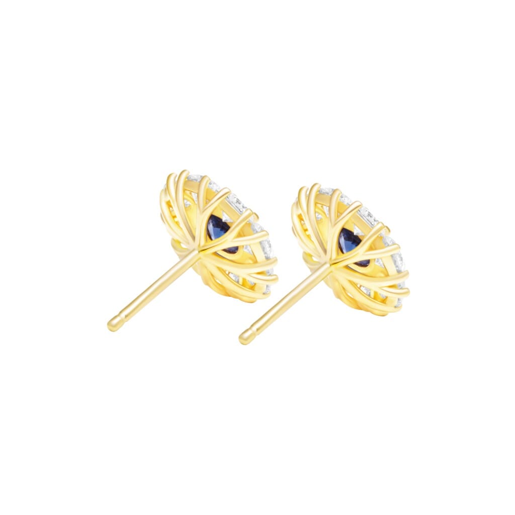 Gold, 1.25ctw Sapphire and Diamond Stud Earrings