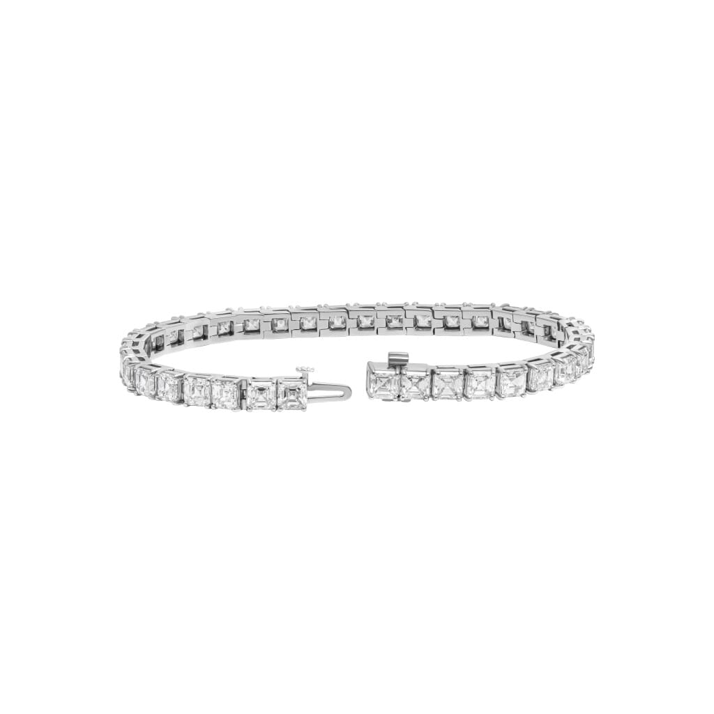 Platinum and 19.32ctw Asscher Cut Diamond Tennis Bracelet