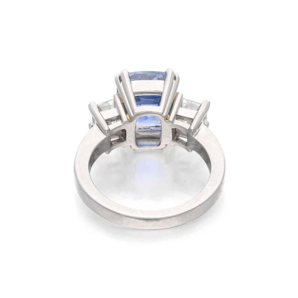 Platinum, 5.81ct Ceylon Sapphire and Diamond Ring