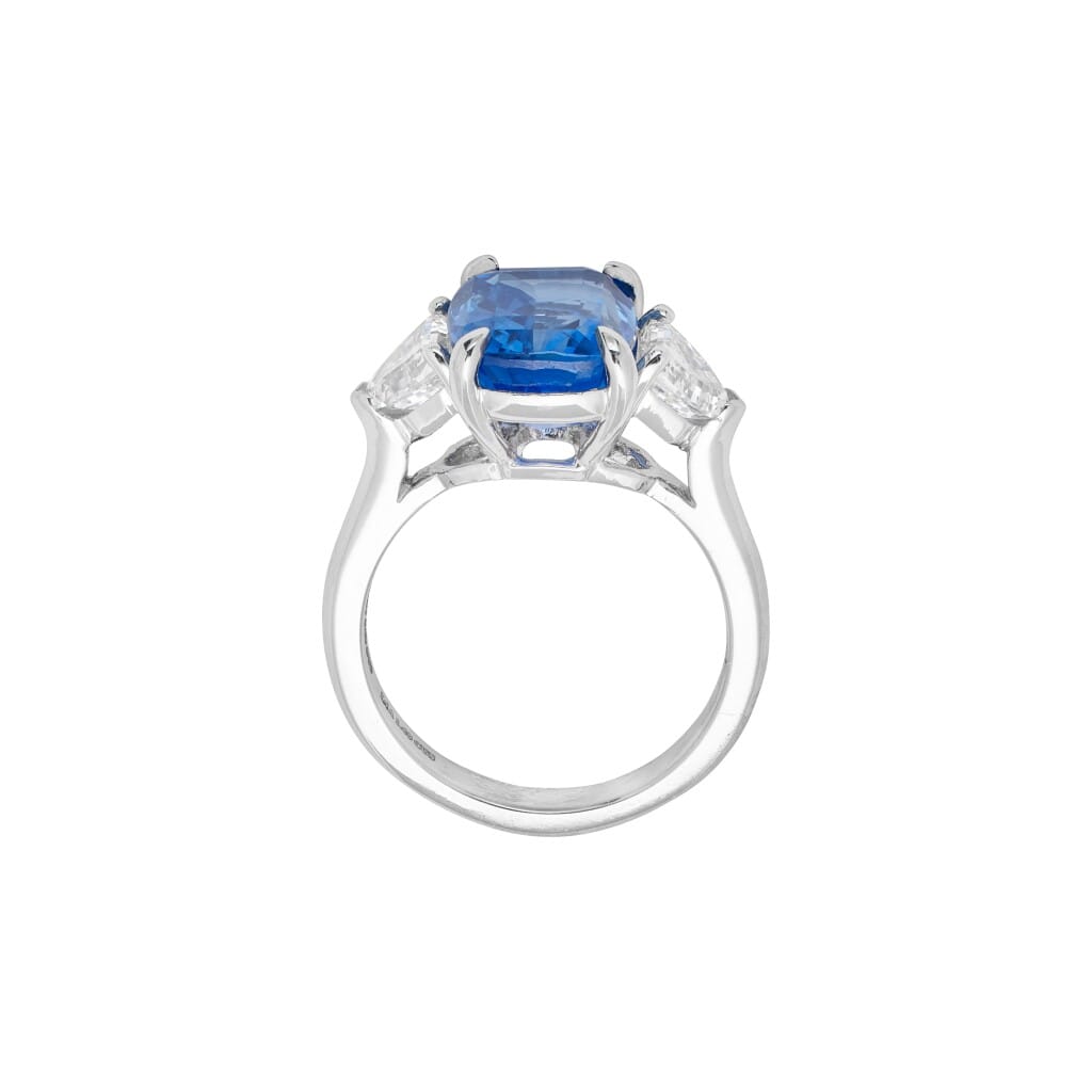 Platinum, 6.36ct Ceylon Sapphire and Diamond Ring