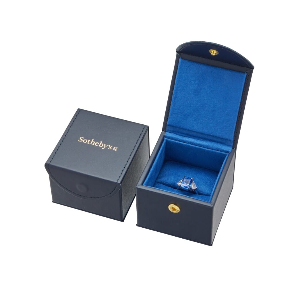 Platinum, 6.36ct Ceylon Sapphire and Diamond Ring