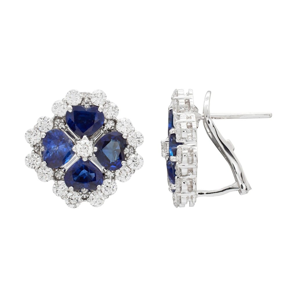White Gold, Sapphire and Diamond Earclips