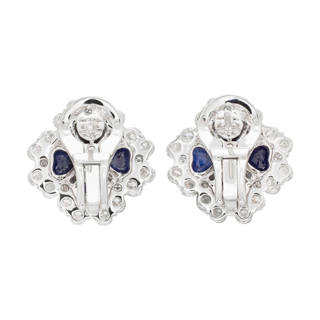 White Gold, Sapphire and Diamond Earclips