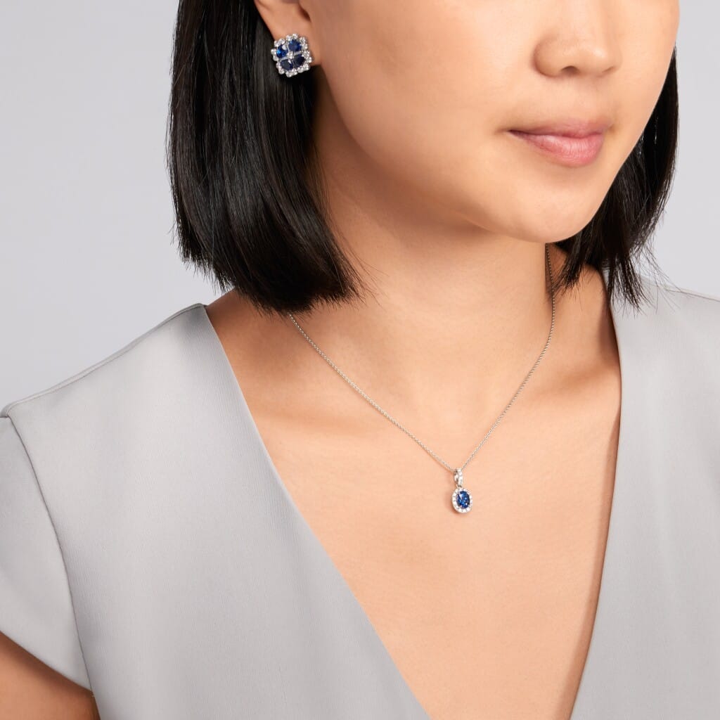White Gold, Sapphire and Diamond Earclips