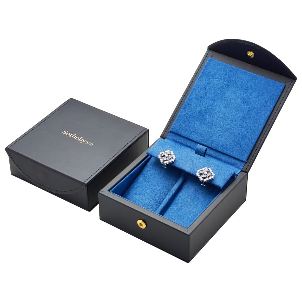 White Gold, Sapphire and Diamond Earclips