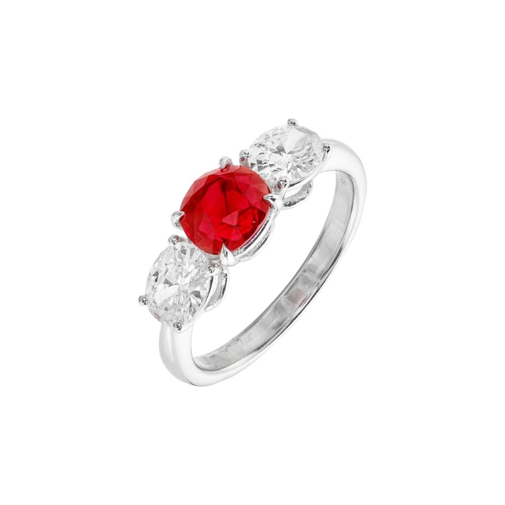 White Gold, 1.60ct Burmese Pigeon's Blood Ruby and Diamond Ring
