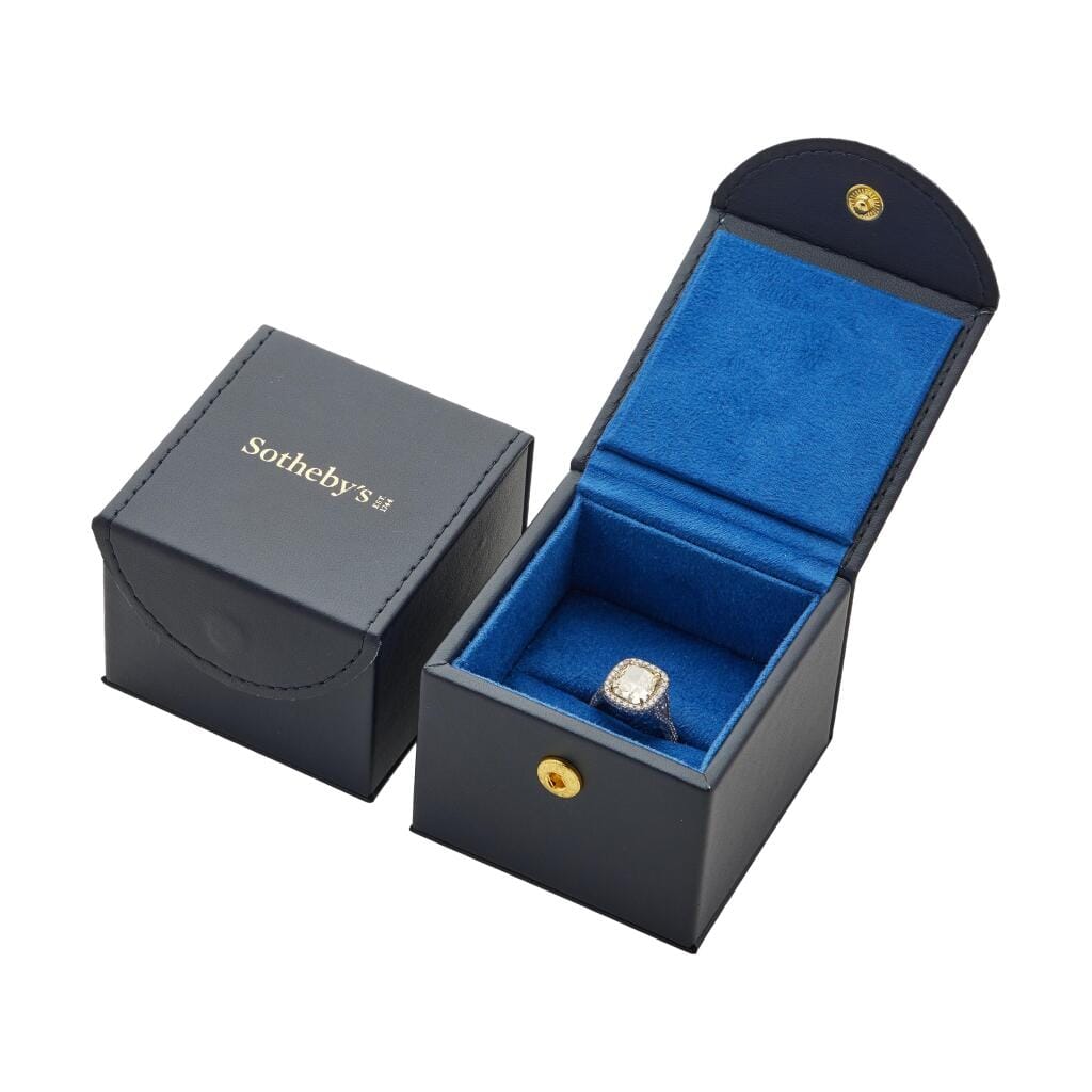 Platinum, Gold, 3.34ct Cushion Cut Fancy Light Yellow Diamond and Diamond Engagement Ring