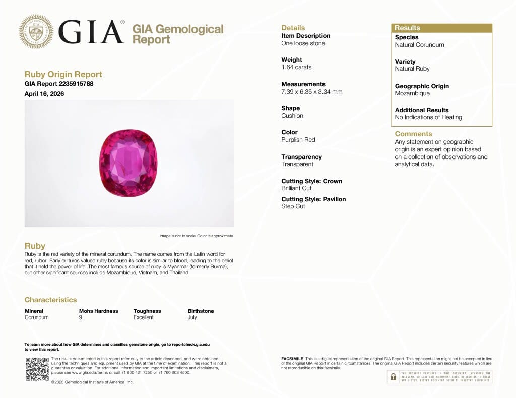 White Gold, 1.64ct Mozambique Ruby and Diamond Ring