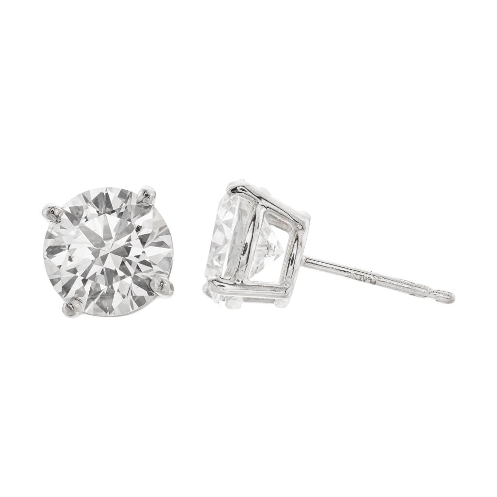 Platinum and 3.01ctw Round Brilliant Cut Diamond Stud Earrings