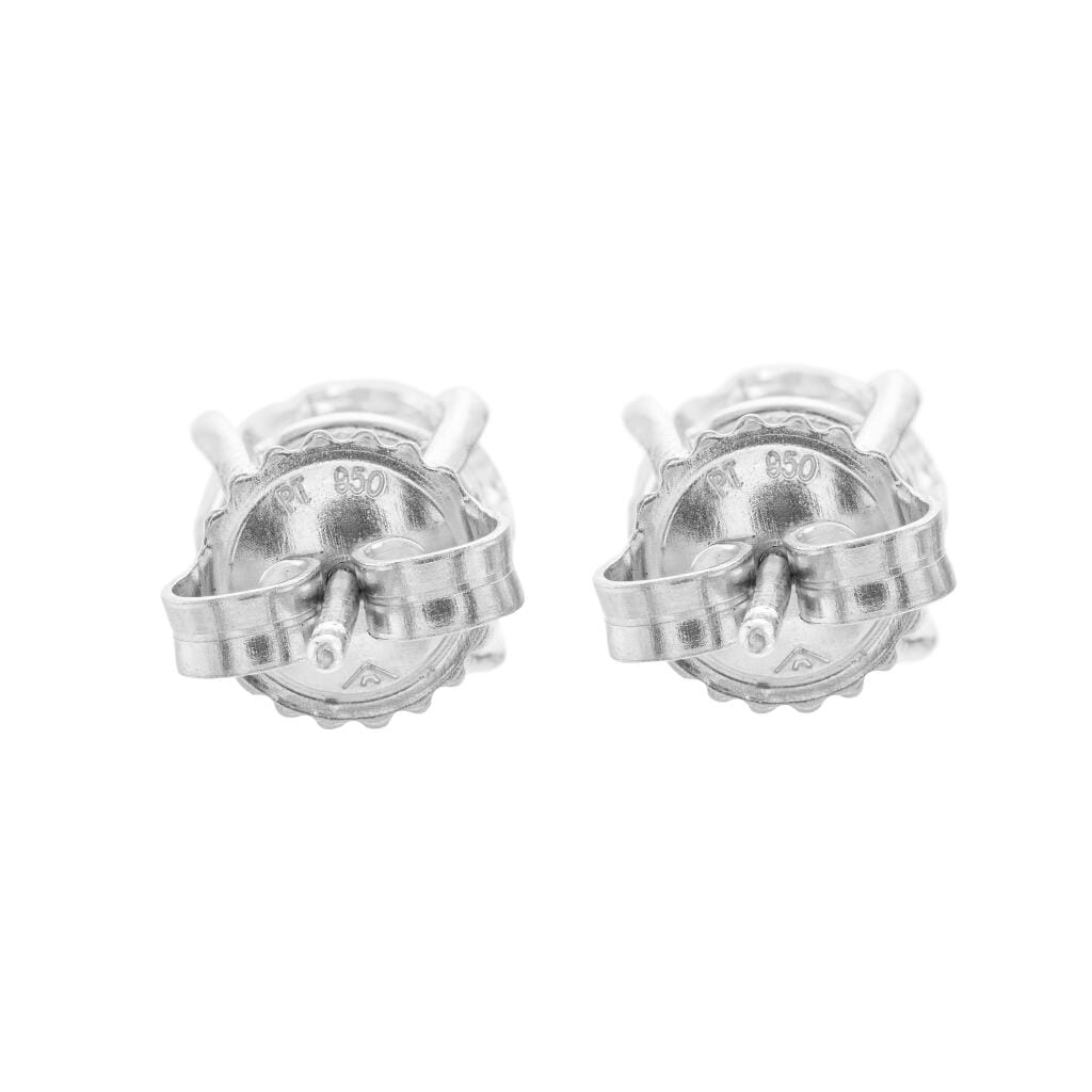 Platinum and 3.01ctw Round Brilliant Cut Diamond Stud Earrings