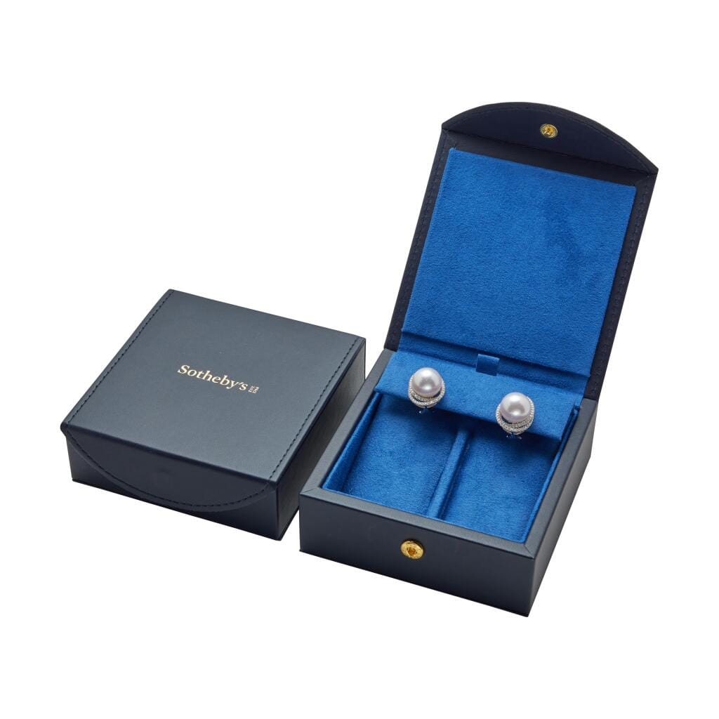 White Gold, Cultured Pearl and Diamond Earclips
