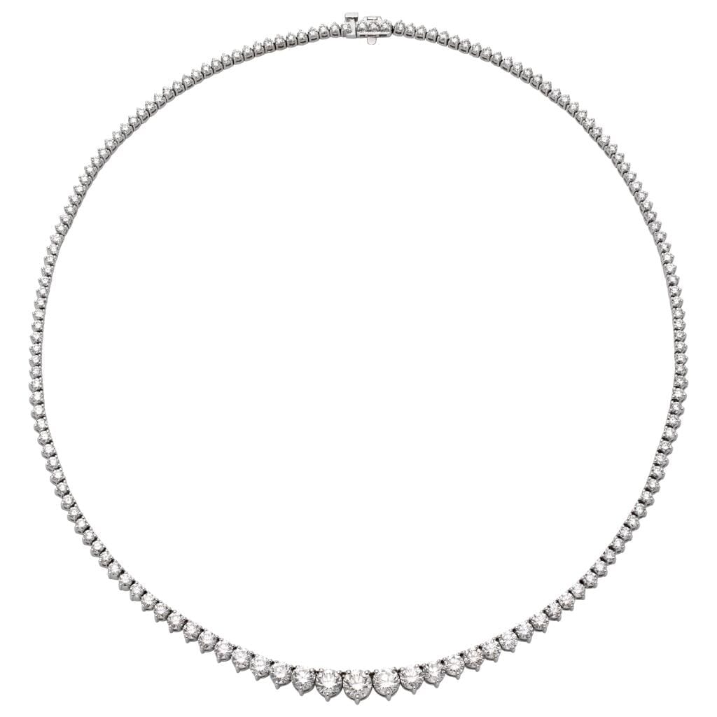 White Gold and 10.15ctw Diamond Rivière Tennis Necklace