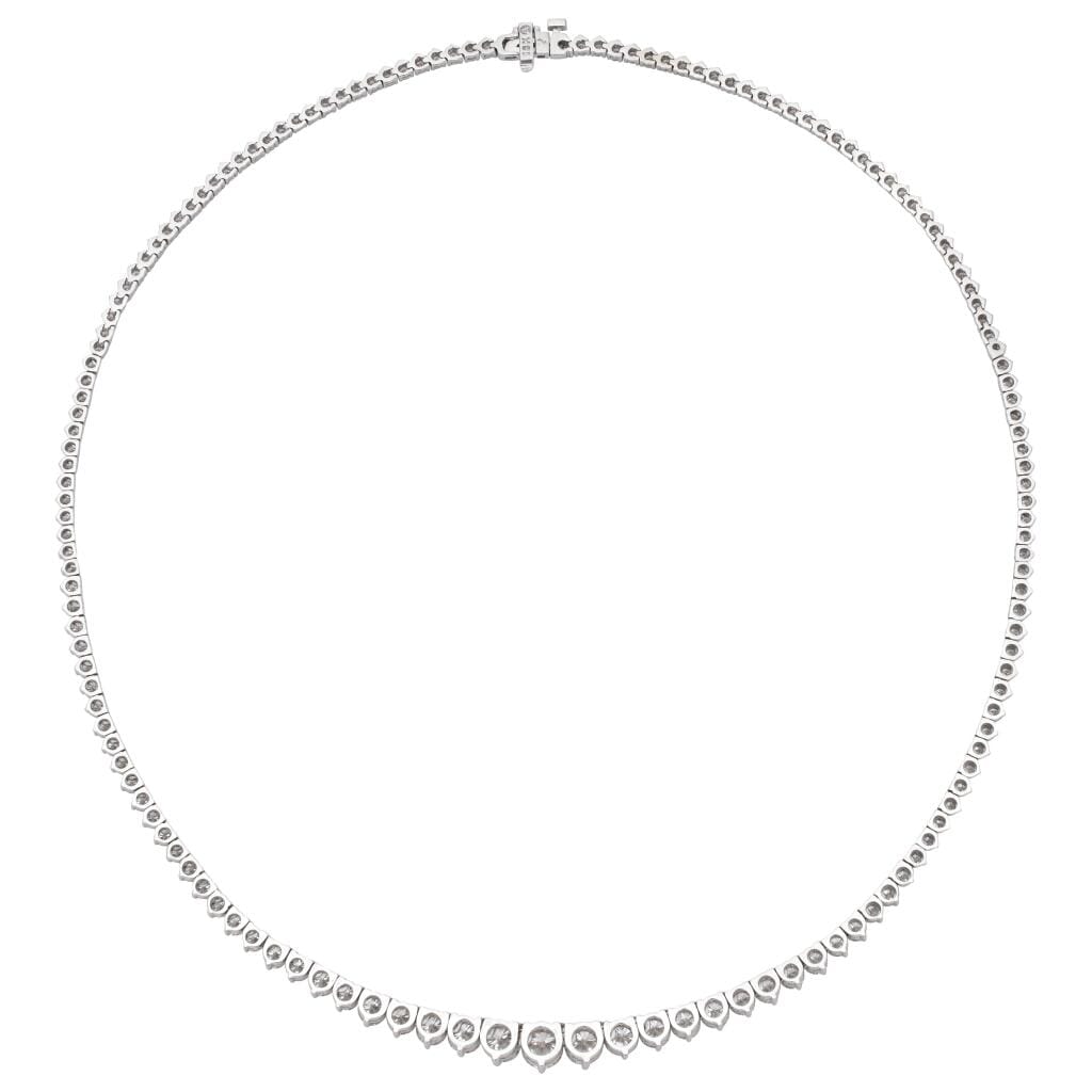 White Gold and 10.15ctw Diamond Rivière Tennis Necklace