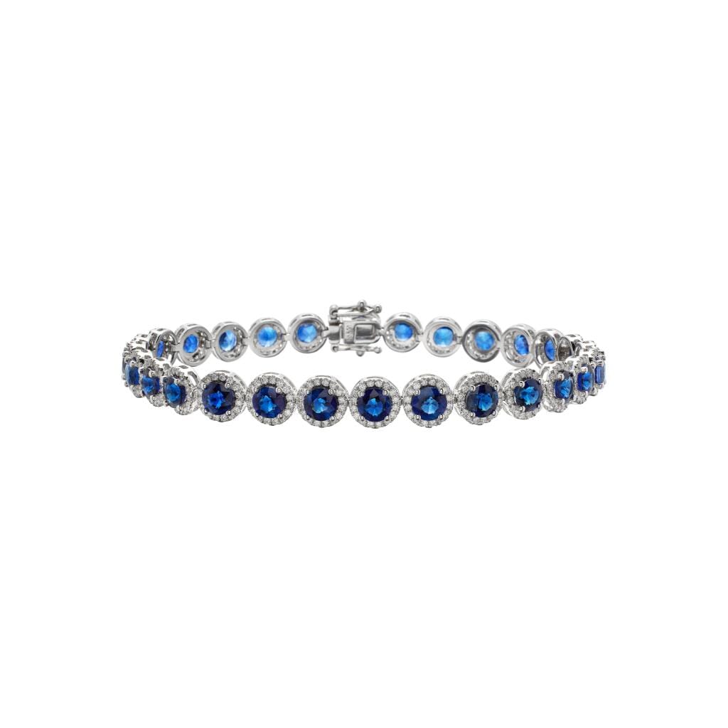 White Gold, 8.70ctw Sapphire and Diamond Tennis Bracelet