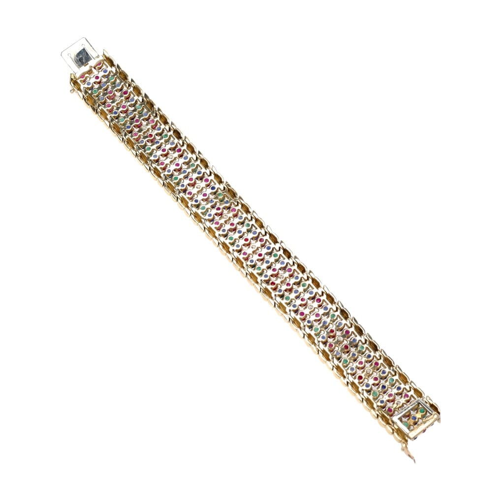 Vintage Gold, Emerald, Ruby, Sapphire and Diamond Bracelet