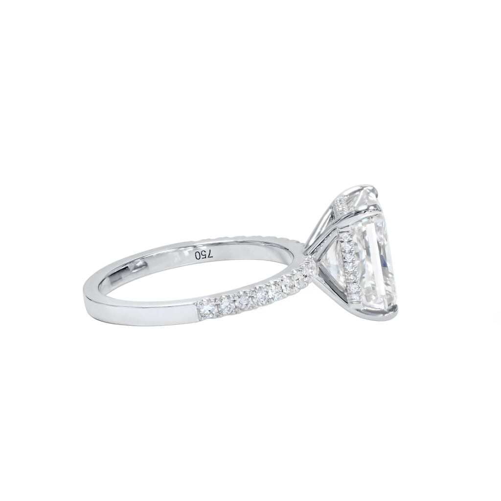 White Gold, 5.16ct Radiant Cut Diamond and Diamond Engagement Ring