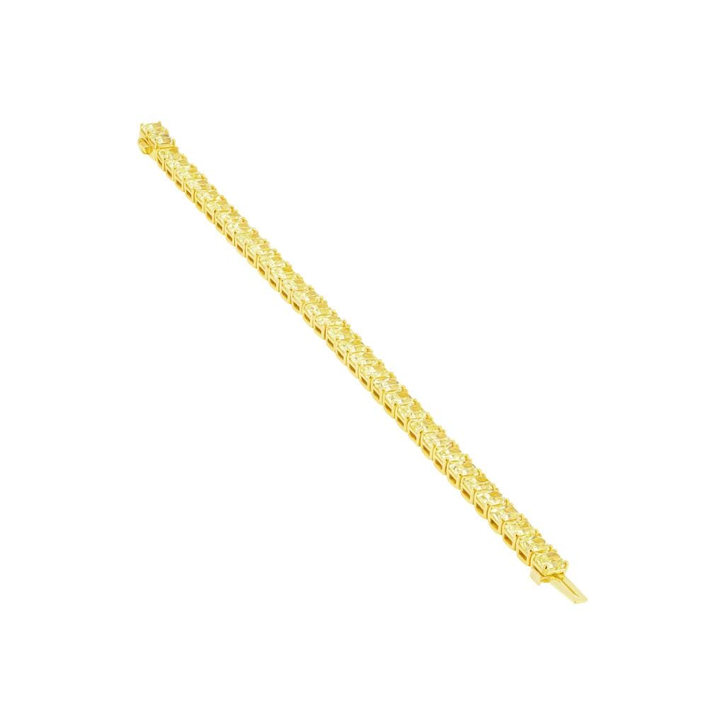 Gold and 25.35ctw Radiant Cut Yellow Diamond Tennis Bracelet