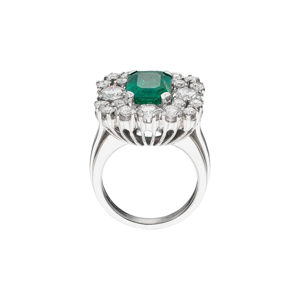 Palladium, 2.20ct Colombian Emerald and Diamond Ring