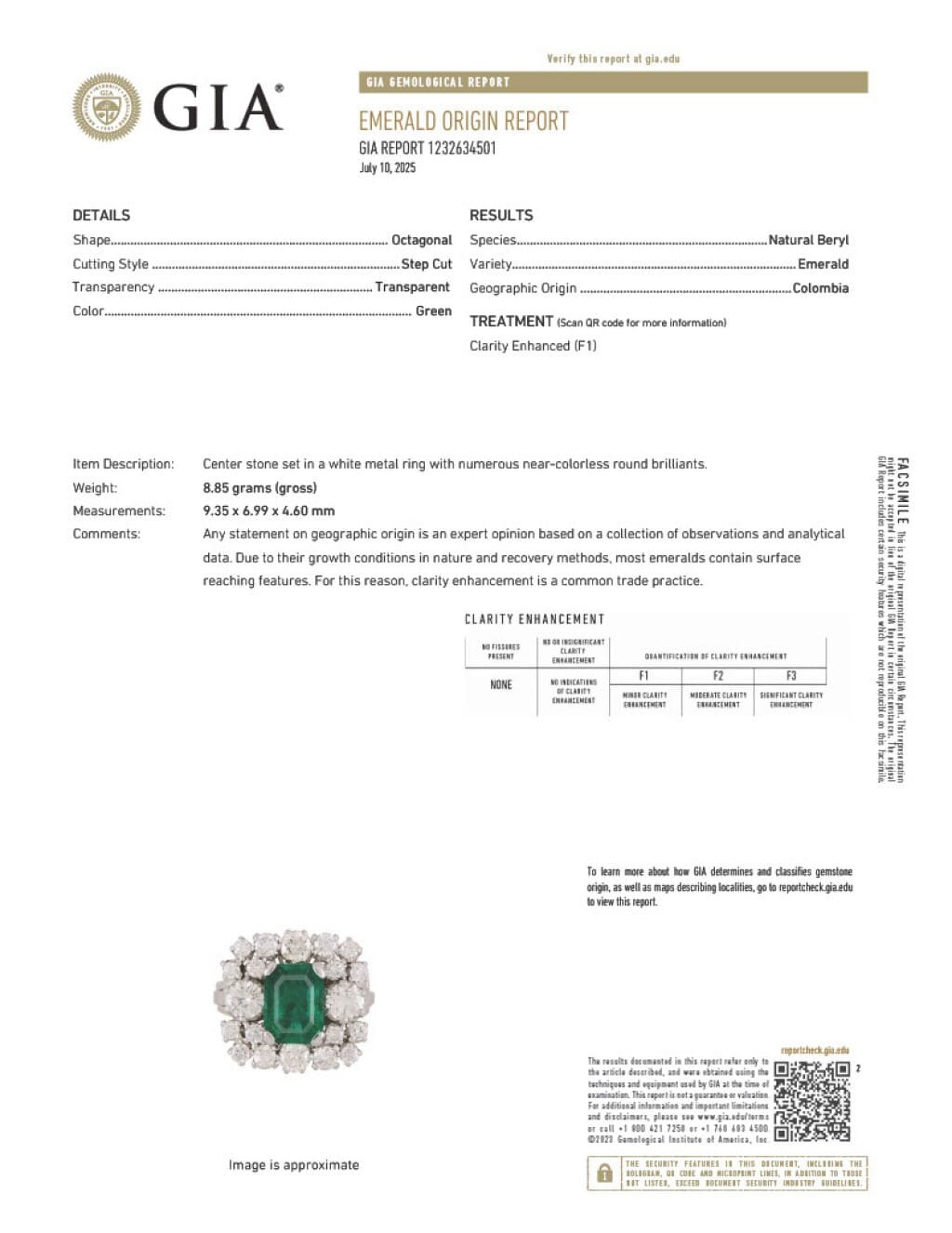 Palladium, 2.20ct Colombian Emerald and Diamond Ring