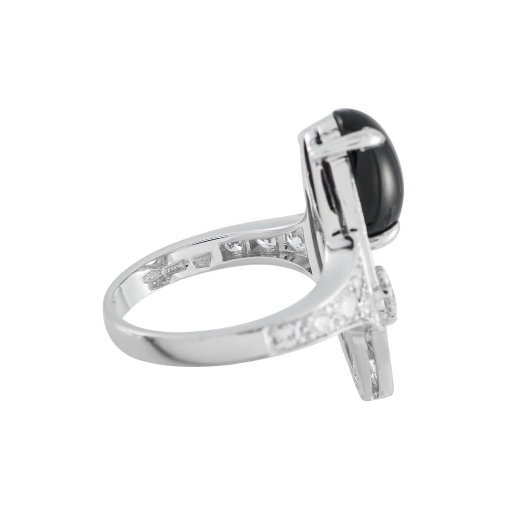 White Gold, Onyx and Diamond Elysia Ring