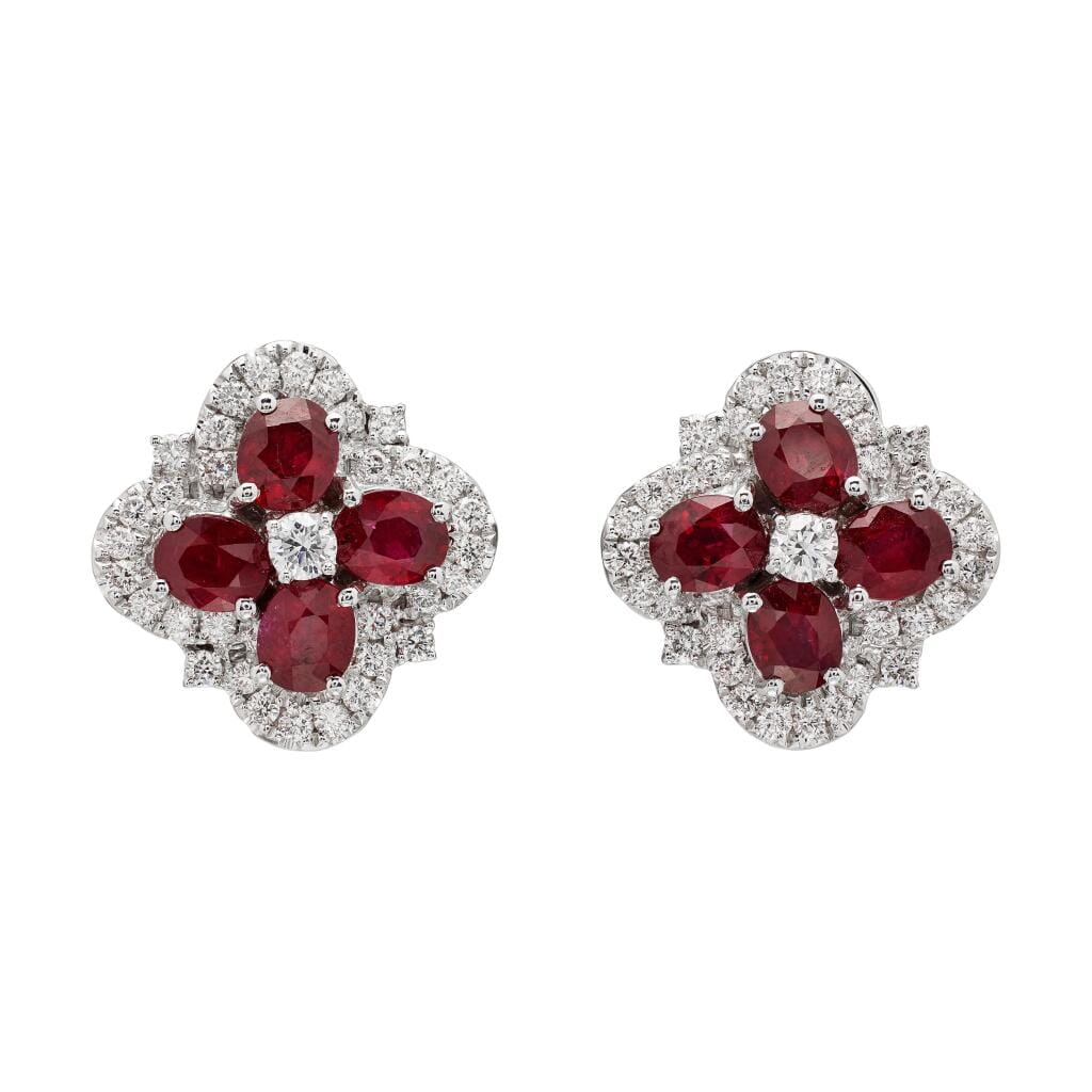 White Gold, 3.63ctw Ruby and Diamond Earrings