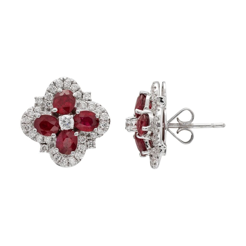 White Gold, 3.63ctw Ruby and Diamond Earrings