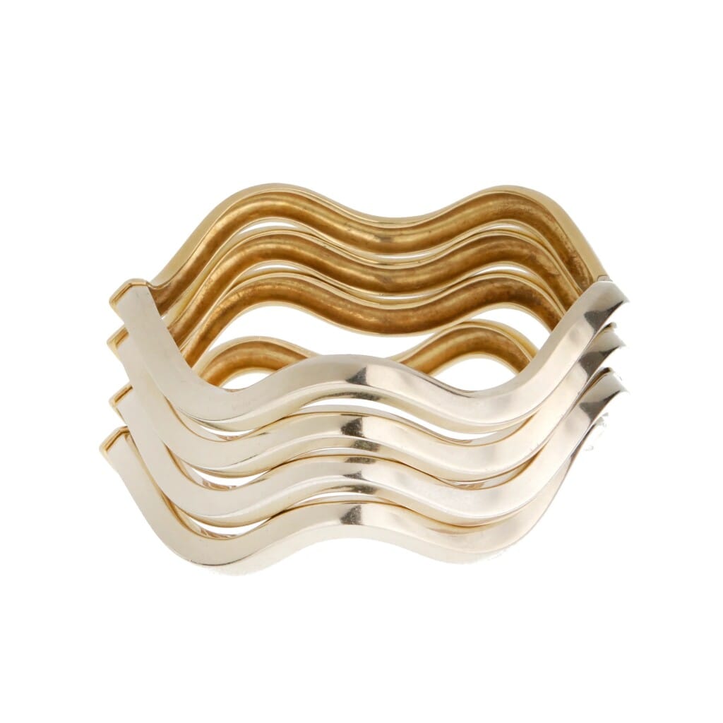 Vintage White Gold and Gold Bangle Bracelet Set