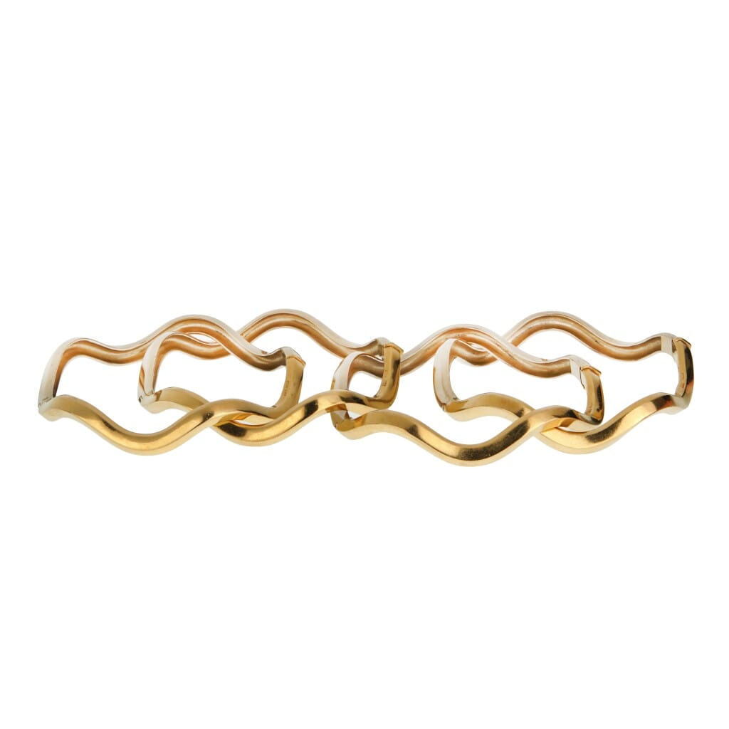 Vintage White Gold and Gold Bangle Bracelet Set