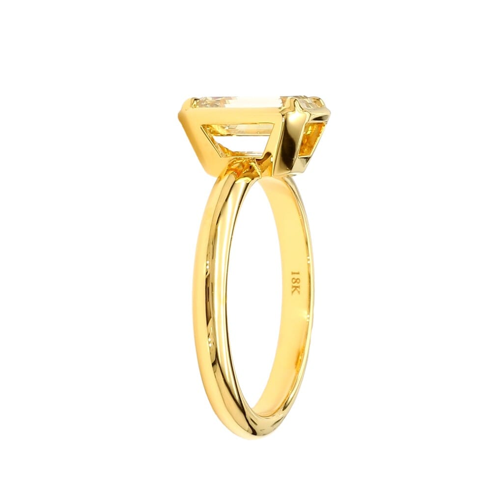 Gold and 2.12ct Emerald Cut Fancy Brownish Yellow Diamond Engagement Ring