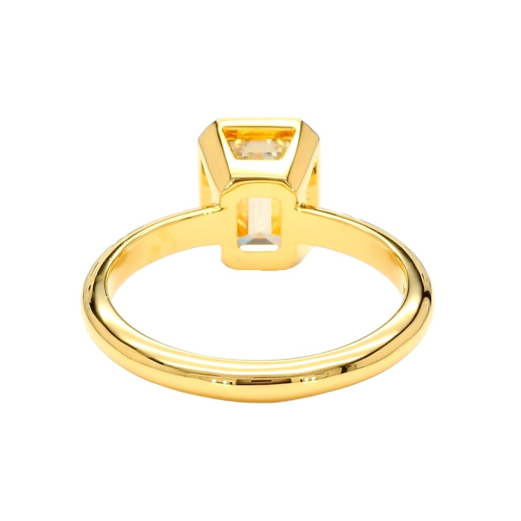 Gold and 2.12ct Emerald Cut Fancy Brownish Yellow Diamond Engagement Ring