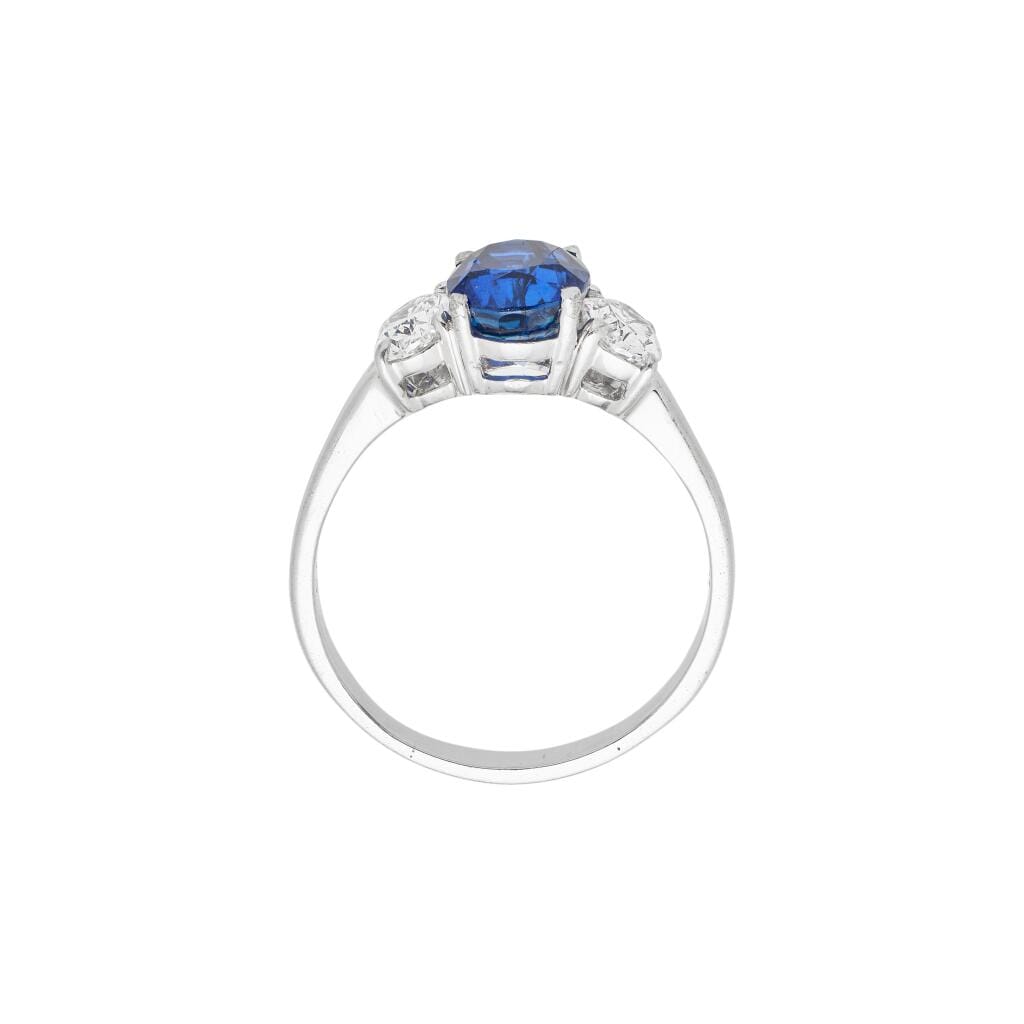 Platinum, 2.63ct Burmese Royal Blue Sapphire and Diamond Ring