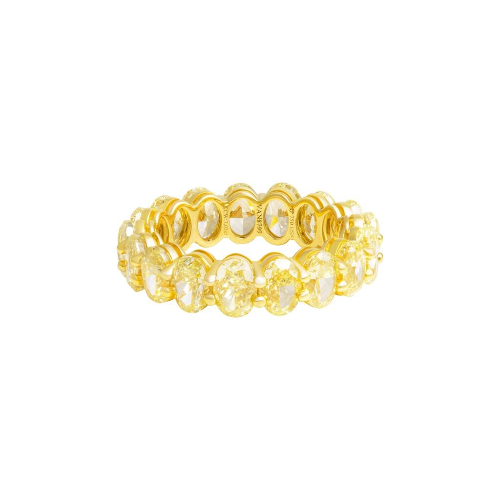 Gold and 7.00ctw Oval Cut Yellow Diamond Eternity Band Ring