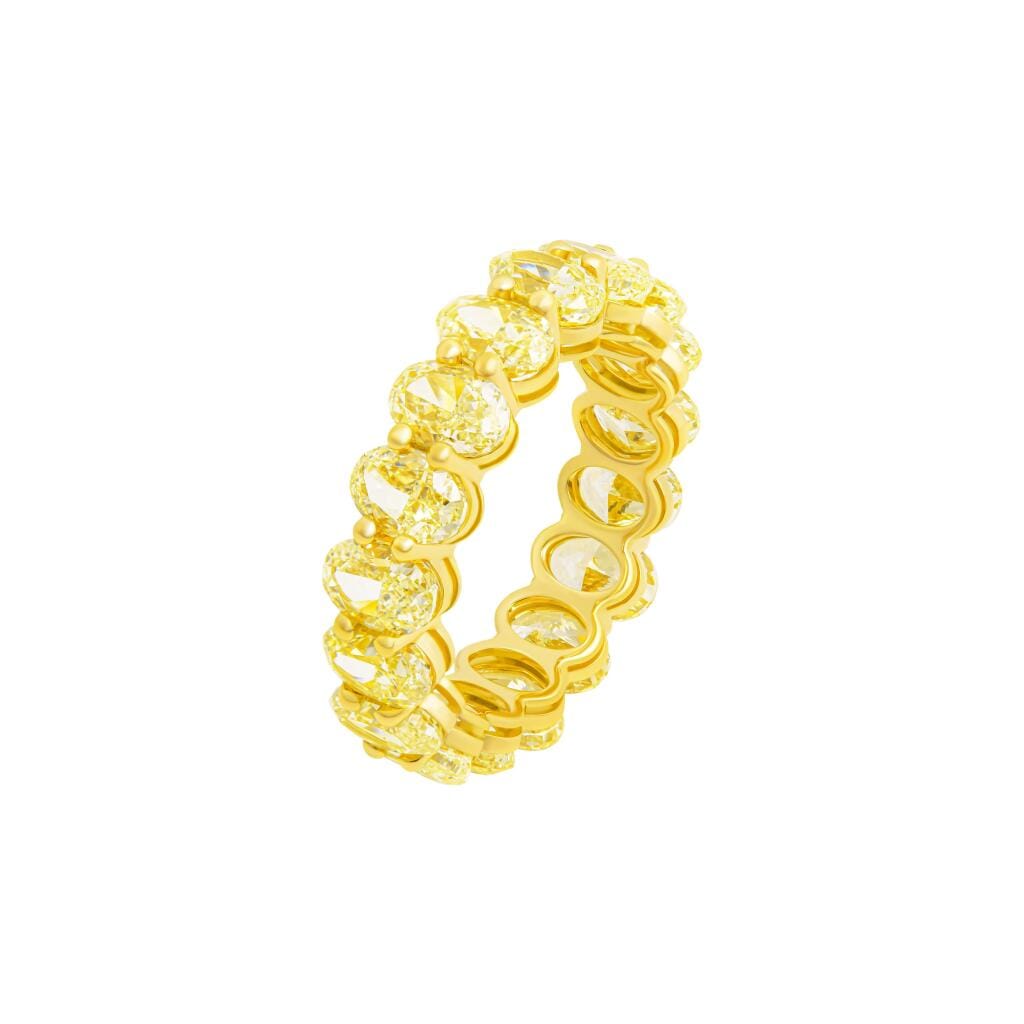 Gold and 7.00ctw Oval Cut Yellow Diamond Eternity Band Ring