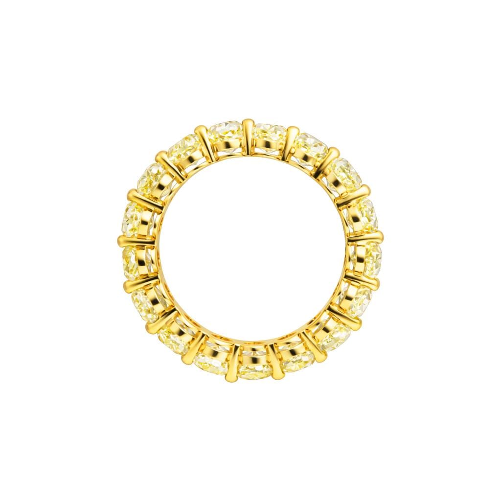 Gold and 7.00ctw Oval Cut Yellow Diamond Eternity Band Ring