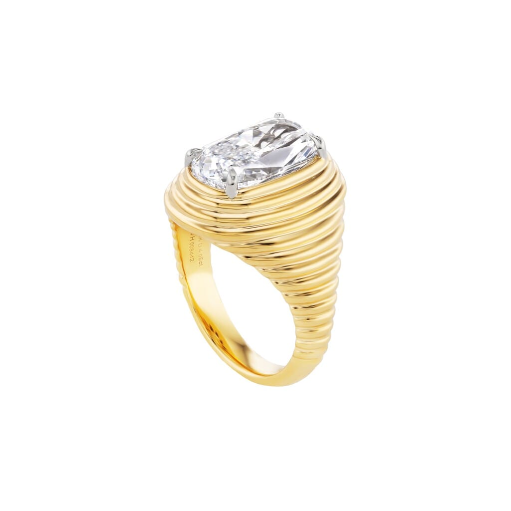 Gold and 4.05ct Cushion Cut Diamond Engagement Ring