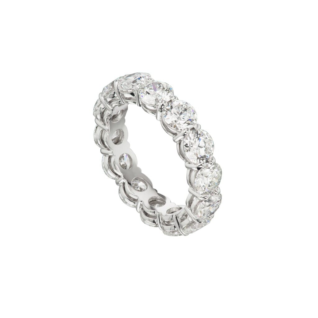 Platinum and 5.70ctw Round Brilliant Cut Diamond Eternity Band Ring