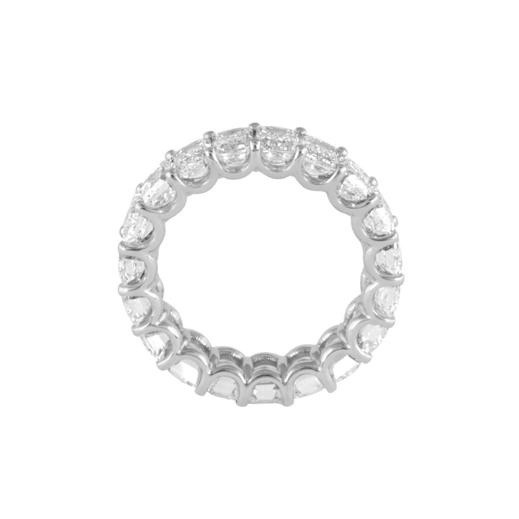 White Gold and 7.90ctw Emerald Cut Diamond Eternity Band Ring