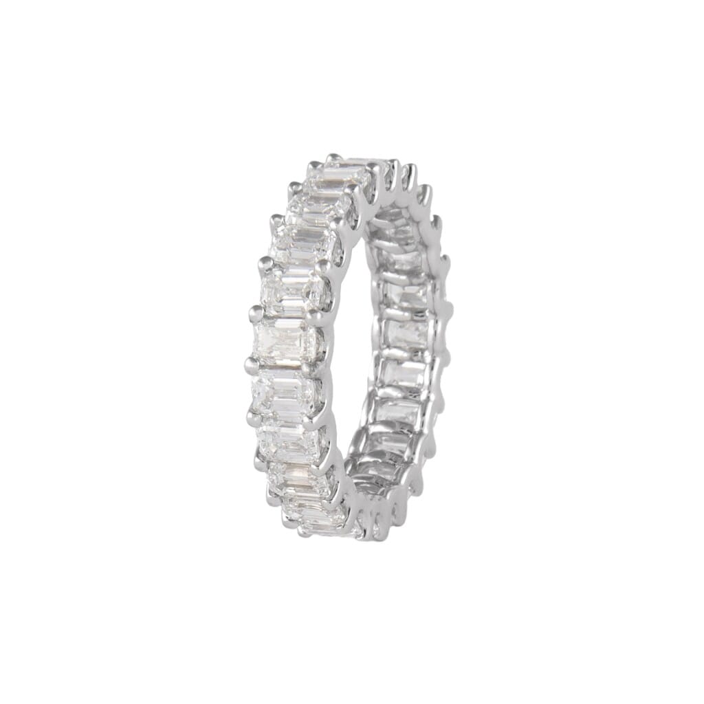 White Gold and 4.50ctw Emerald Cut Diamond Eternity Band Ring