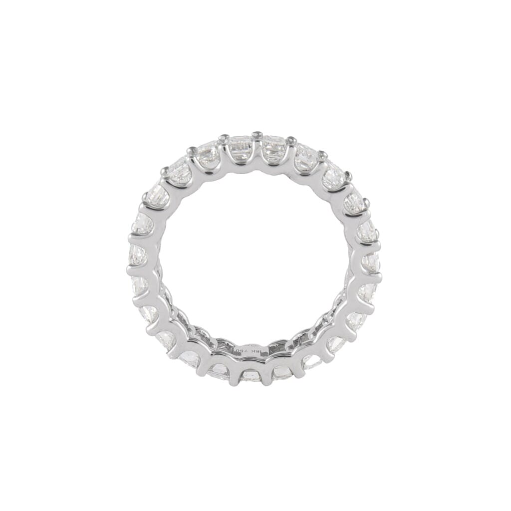 White Gold and 4.50ctw Emerald Cut Diamond Eternity Band Ring
