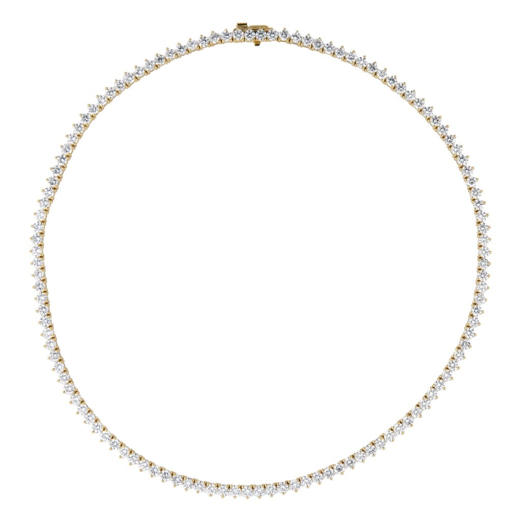 Gold and 14.95ctw Round Brilliant Cut Diamond Tennis Necklace
