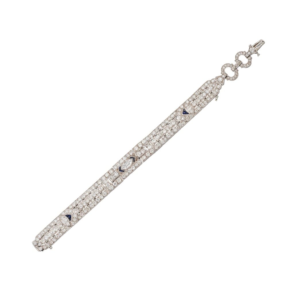Vintage Platinum, White Gold, Diamond and Sapphire Bracelet