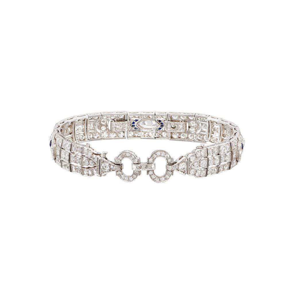 Vintage Platinum, White Gold, Diamond and Sapphire Bracelet