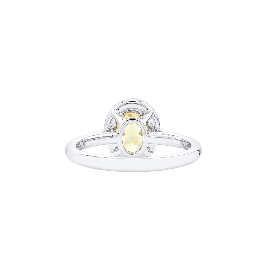 White Gold, 1.56ct Oval Cut Fancy Yellow Diamond and Diamond Engagement Ring