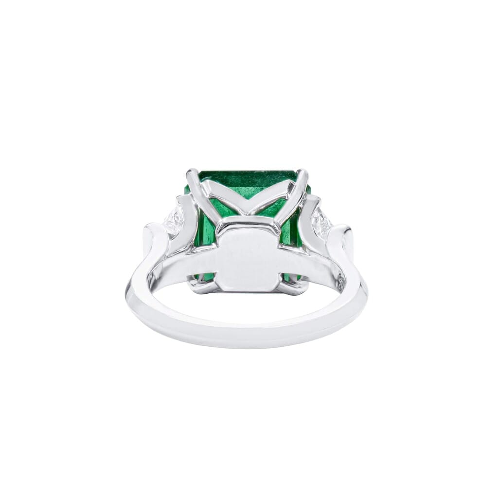 White Gold, 7.54ct Zambian Emerald and Diamond Ring