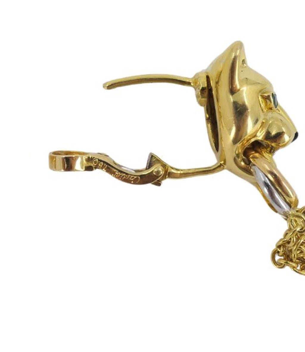 Gold, Emerald, Onyx and Diamond Panthère Earclips